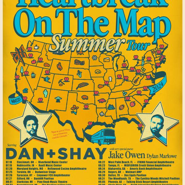 DAN + SHAY EXTEND ‘THE HEARTBREAK ON THE MAP TOUR’  INTO SUMMER 2024